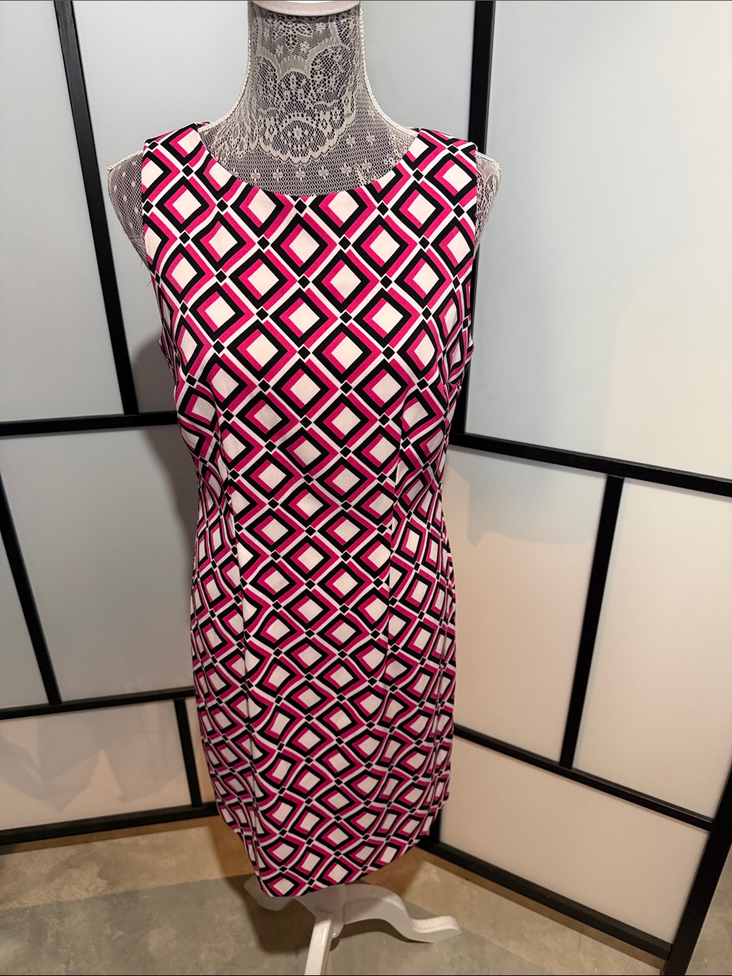 Alyx Pink And Black Geometric Sleeveless Shift Dress
